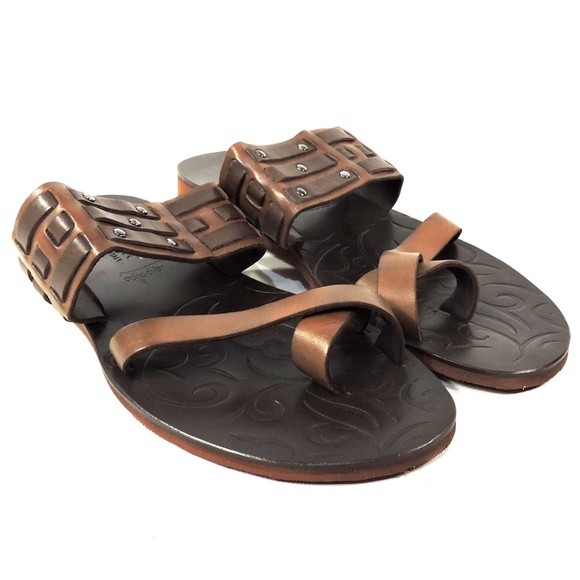 GOODMAN ?? MEN\'S BROWN LEATHER COMFORT FLAT SUMMER SANDALS main image 7